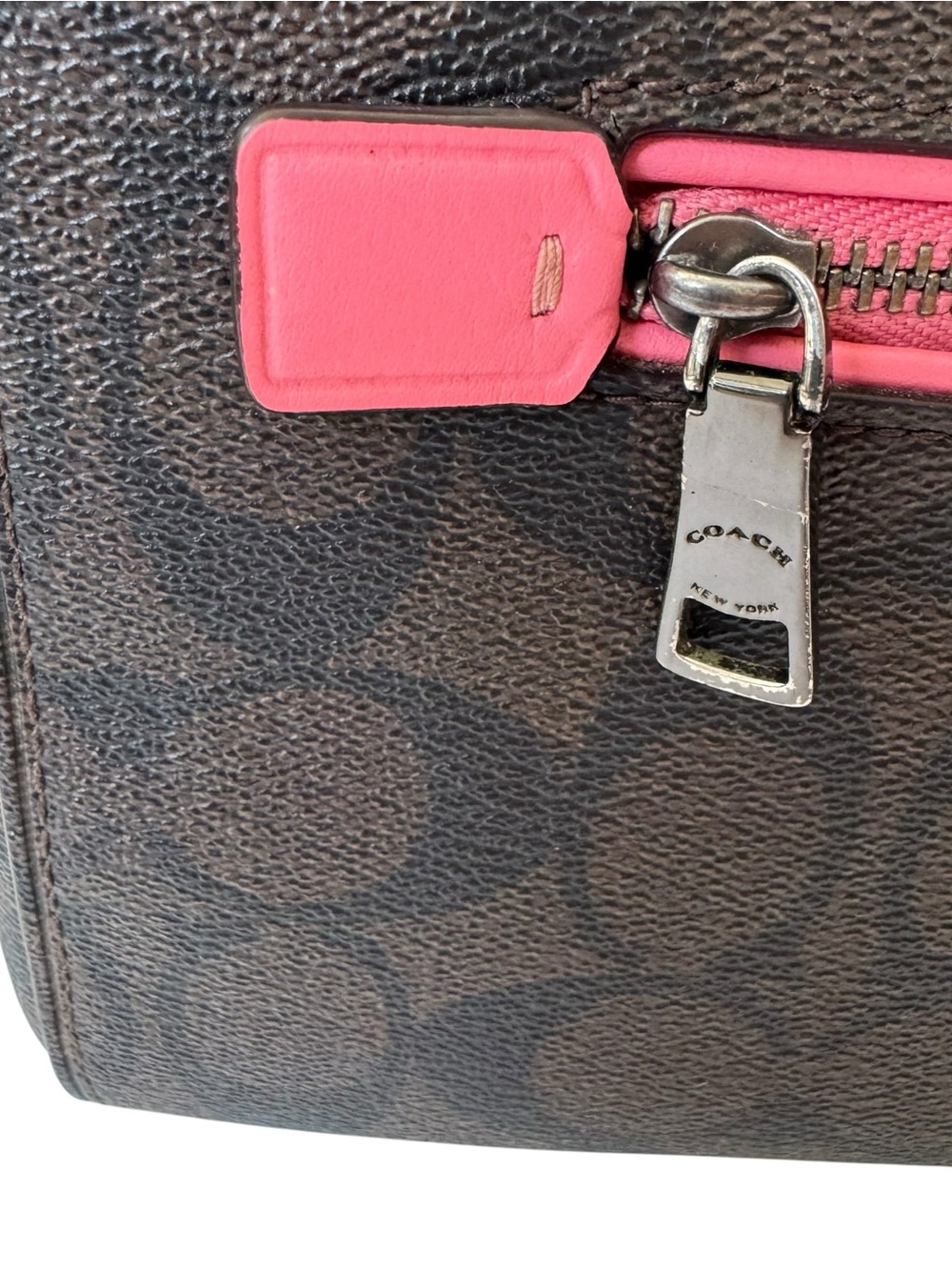 Coach Rowan Satchel Bag Signature Canvas Brown with Pink Trim 83607 - Picture 7 of 16